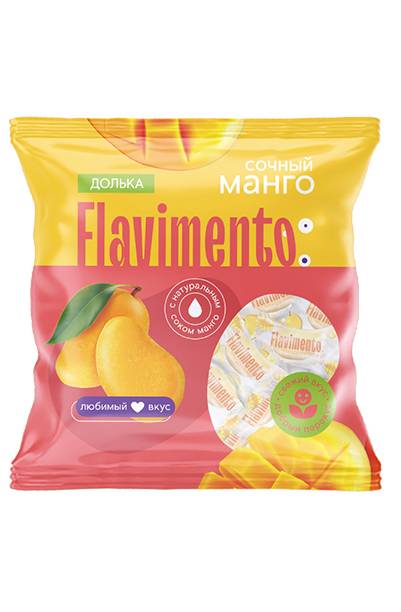 Конфеты FLAVIMENTO Манго (долька), флоу-пак  200гр пакет